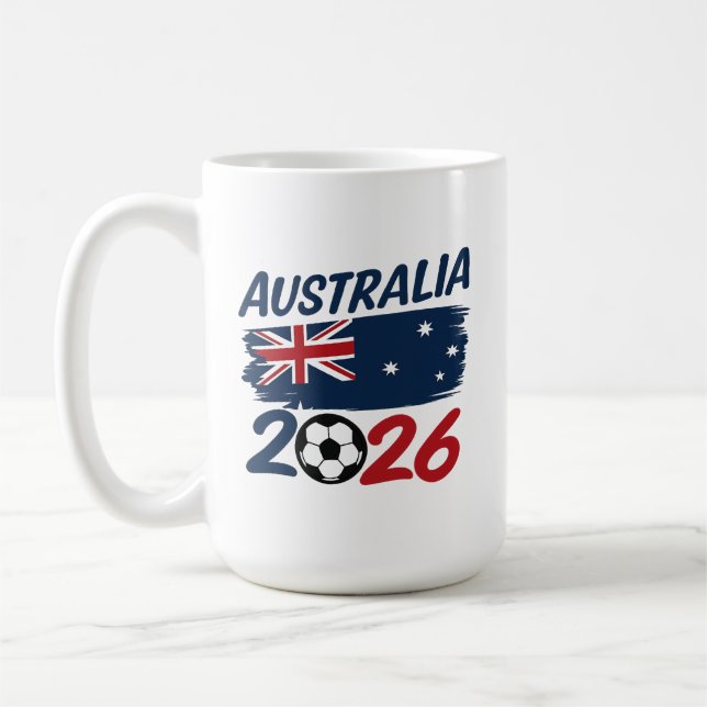 Australia 2026 Soccer Fan Design Flag Colors Coffee Mug (Left)