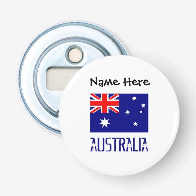 Australia and Australian Flag Personalized  Bottle Opener (Front)