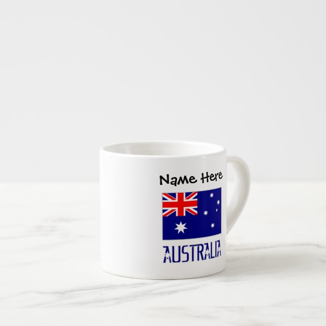 Australia and Australian Flag Personalized  Espresso Cup (Front Right)