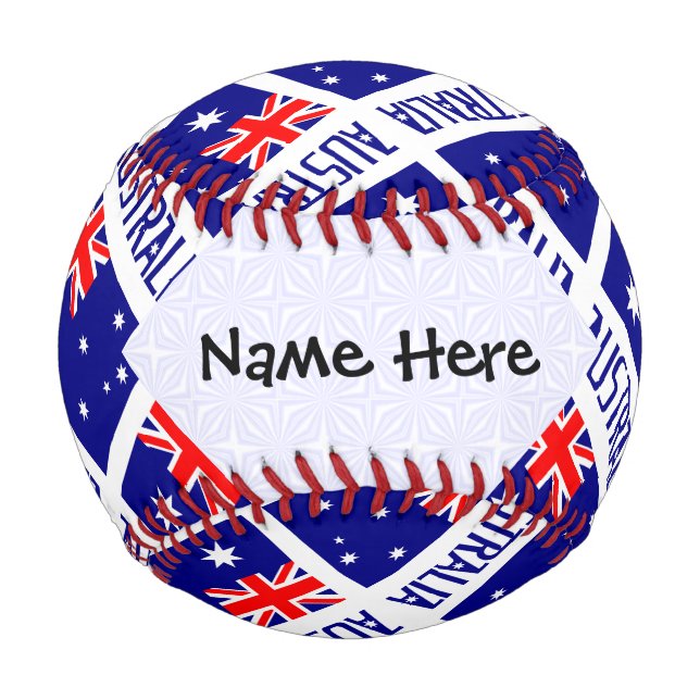 Australia and Australian Flag Tiled Personalized  Baseball (Front)