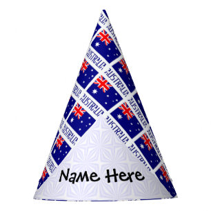Australia and Australian Flag Tiled Personalized  Party Hat