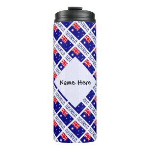 Australia and Australian Flag Tiled Personalized Thermal Tumbler