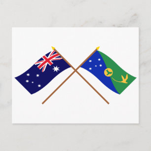 Australia and Christmas Island Crossed Flags Postcard
