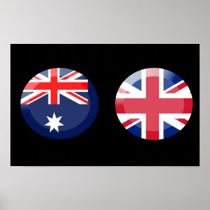 Australia and UK flags Poster