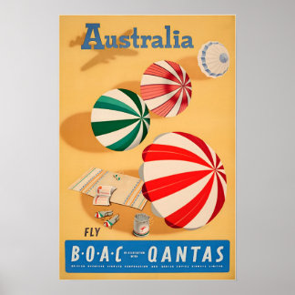 Australia Art Australian Beach Print Qantas Travel