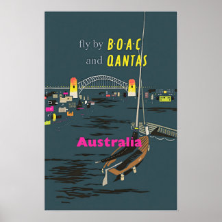 Australia Art Australian Travel Print BOAC and Qan