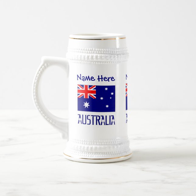 Australia Australian Flag Blue Personalized  Beer Stein (Left)