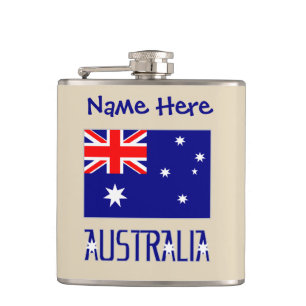 Australia Australian Flag Blue Personalized Hip Flask