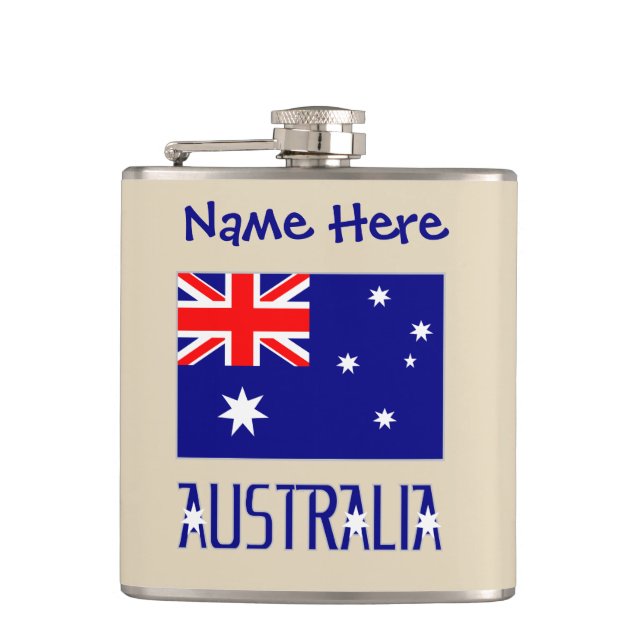 Australia Australian Flag Blue Personalized  Hip Flask (Front)