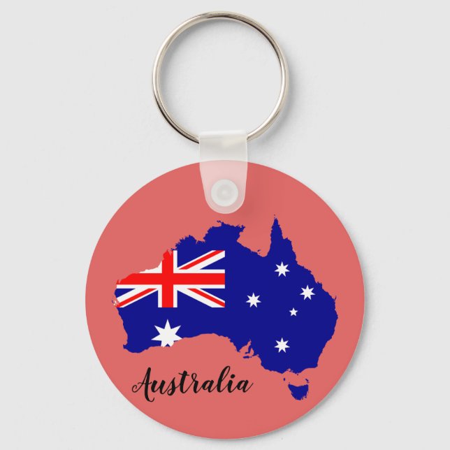 Australia Australian Flag Map Aussie Keychain (Front)