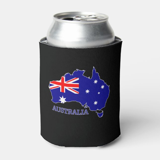 Australia Australian Flag Map Travel Can Cooler (Can Front)