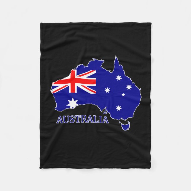 Australia Australian Flag Map Travel Fleece Blanket (Front)