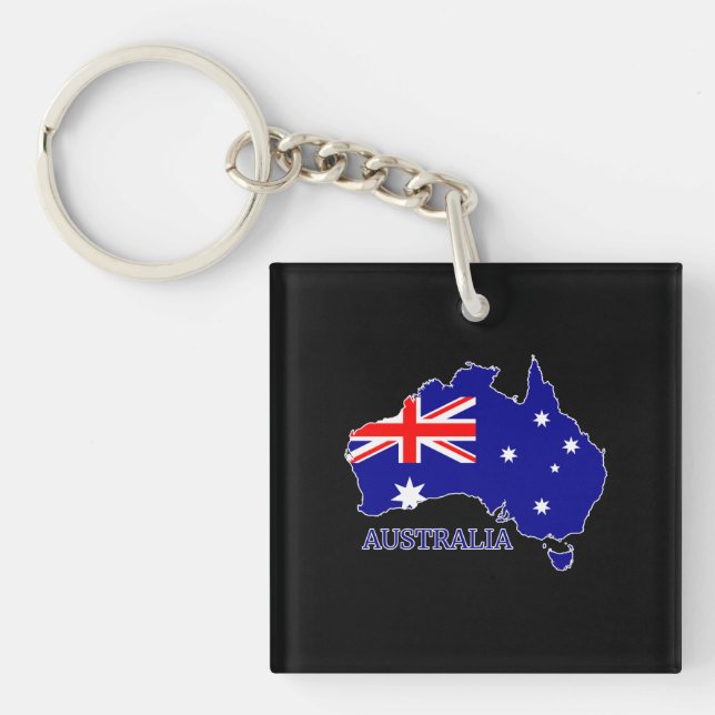Australia Australian Flag Map Travel Keychain (Front)