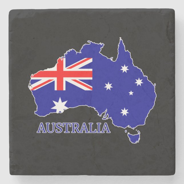 Australia Australian Flag Map Travel Stone Coaster (Front)