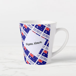 Australia Australian.Flag Tiled Black Personalized Latte Mug