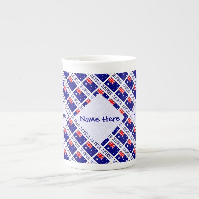 Australia Australian.Flag Tiled Blue Personalized Bone China Mug (Front)