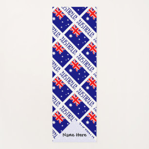 Australia Australian Flag Tiled Personalized Name Yoga Mat