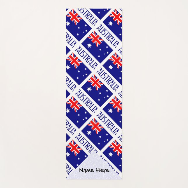 Australia Australian Flag Tiled Personalized Name  Yoga Mat (Front)