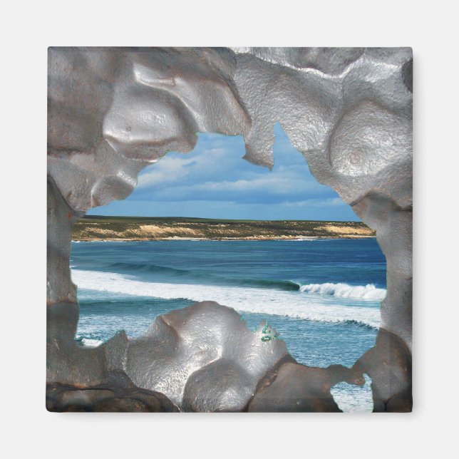 Australia Beach Metallic Map View, Fridge Magnet (Front)