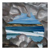 Australia Beach Metallic Map View, Glossy Poster