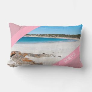 Australia Beach Paradise Landscape Photo Pink Lumbar Pillow