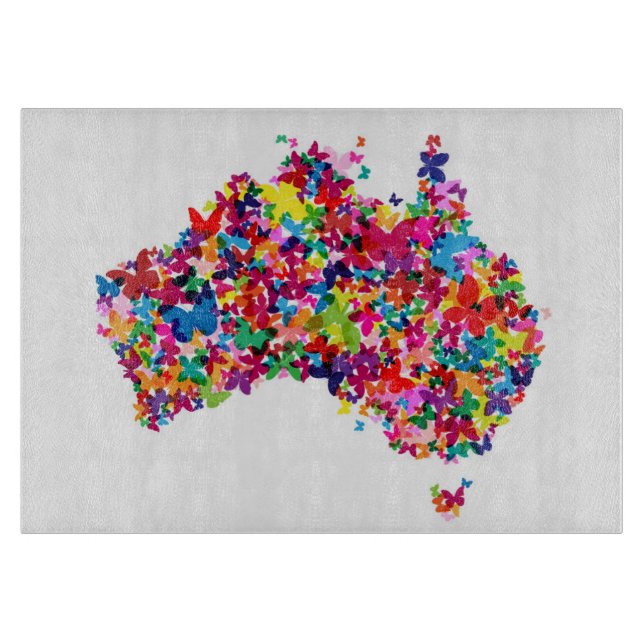 Australia Butterfly Map Cutting Board (Front)