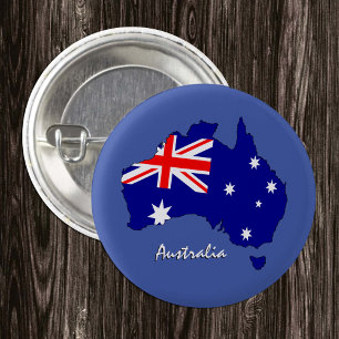 Australia button, map, patriotic Australian Flag 1 Inch Round Button