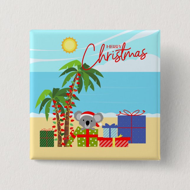 Australia Christmas 2 Inch Square Button (Front)