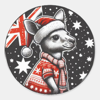 AUSTRALIA CHRISTMAS CLASSIC ROUND STICKER