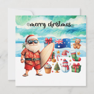 Australia Christmas Greeting with Summer Santa Holiday Card