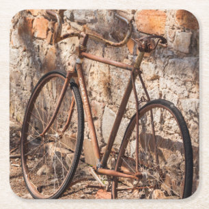 Australia, Clare Valley, Sevenhill, old bicycle Square Paper Coaster