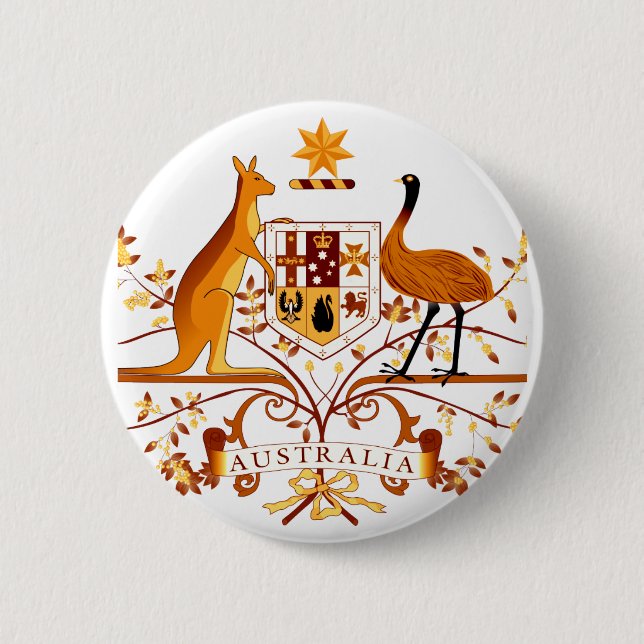 Australia COA Brown 2 Inch Round Button (Front)