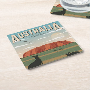 Australia Coaster, add text, Square Paper Coaster