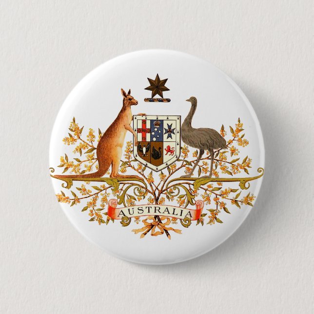 australia coat of arms 2 inch round button (Front)