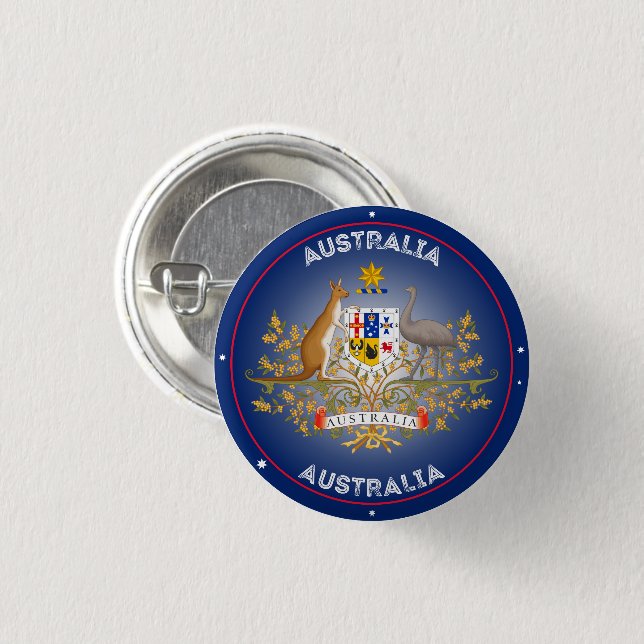 Australia Coat of Arms Circle Shape 1 Inch Round Button (Front & Back)