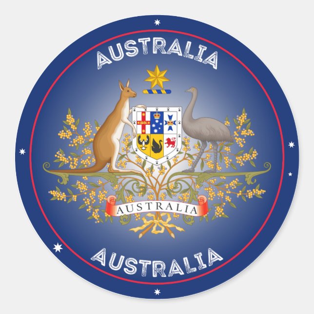 Australia Coat of Arms Circle Shape Classic Round Sticker (Front)