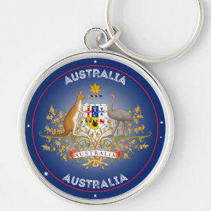 Australia Coat of Arms Circle Shape Keychain