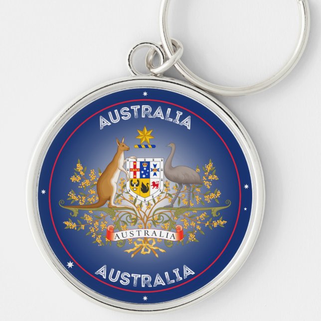 Australia Coat of Arms Circle Shape Keychain (Front)