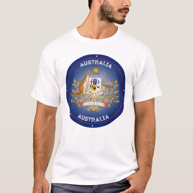Australia Coat of Arms Circle Shape T-Shirt (Front)
