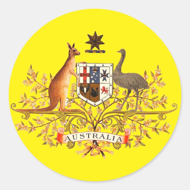australia coat of arms classic round sticker (Front)