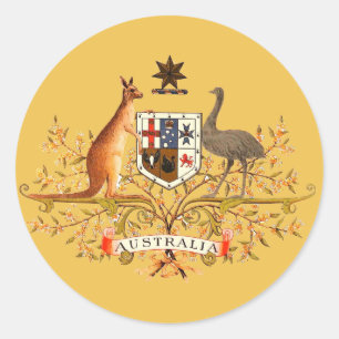 australia coat of arms classic round sticker