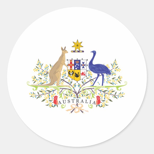 Australia Coat Of Arms Classic Round Sticker (Front)