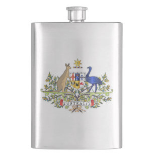 Australia coat of arms hip flask