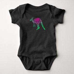Australia   Colourful Painting Kangaroo Baby Bodysuit