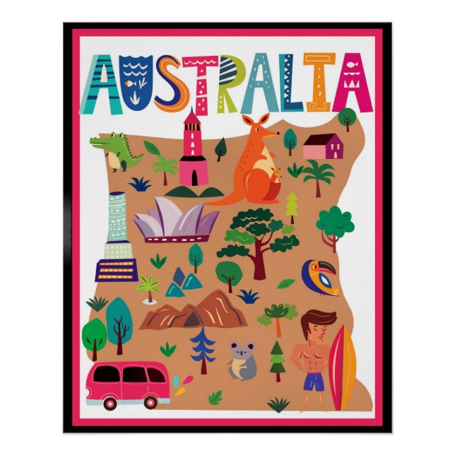 Australia colourful travel poster (Front)