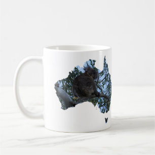 Australia Country Shape Cute Koala in a Tree Coffee Mug