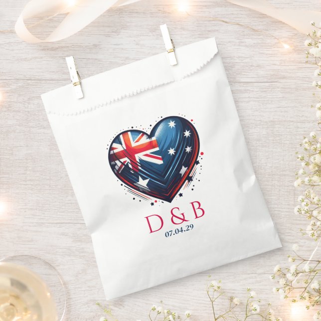 Australia Couple Heart Wedding Favour Bag (Clipped)