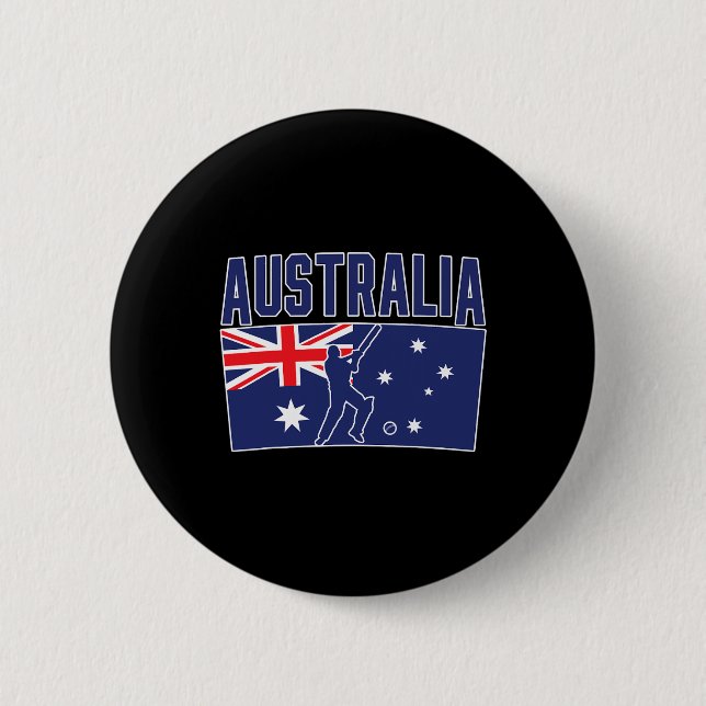Australia Cricket (flag And Tsman)  2 Inch Round Button (Front)