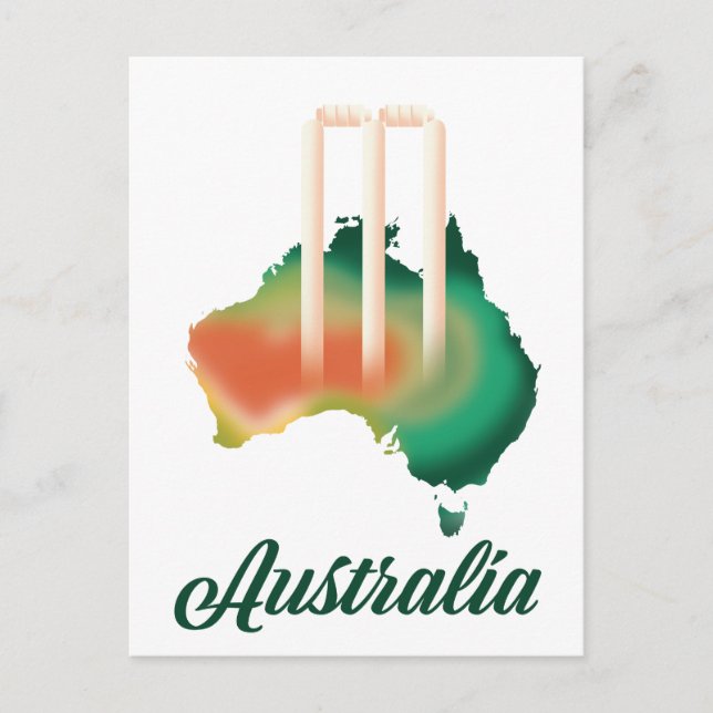 Australia Cricket map. Postcard (Front)