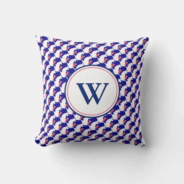 AUSTRALIA Custom Monogram Australian Flag Throw Pillow (Front)